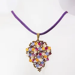 Pendant 65cm - Malvina Grapes-Purple Suedine - Pendant 65cm - Laiton bronze